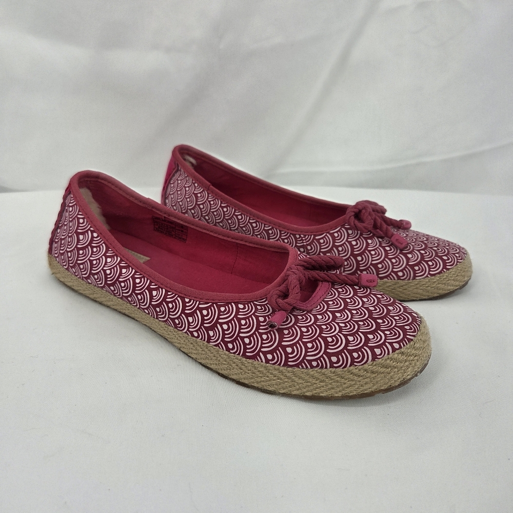 Ugg Australia Syleste Scallop Women's Pink Patterned Espadrilles Sz 8 - Picture 1 of 9